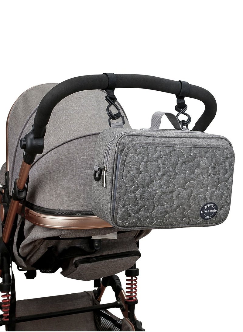 Baby Diaper Changing Clutch Kit With Detachable Shoulder Strap - Quilted Grey