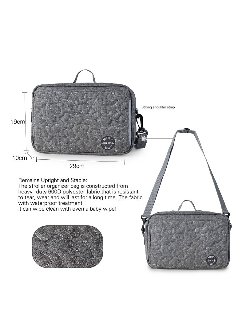 Baby Diaper Changing Clutch Kit With Detachable Shoulder Strap - Quilted Grey