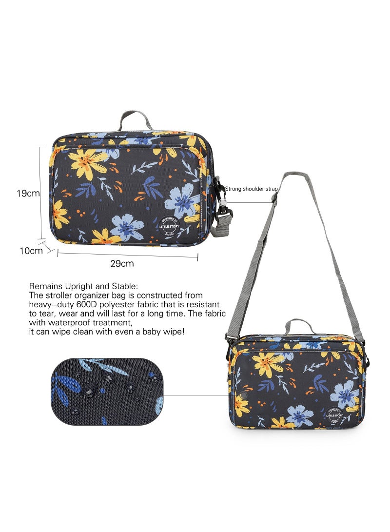 Baby Diaper Changing Clutch Kit With Detachable Shoulder Strap - Floret Grey