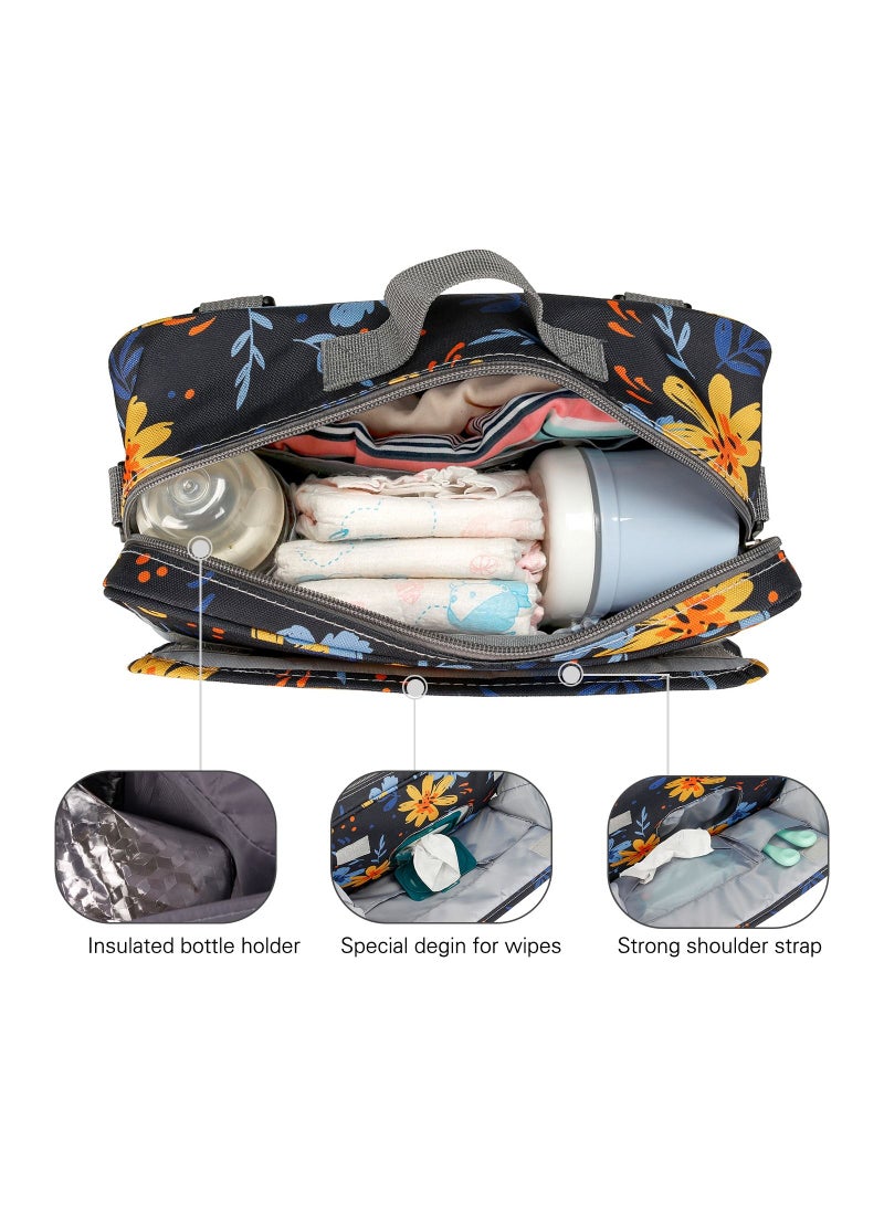 Baby Diaper Changing Clutch Kit With Detachable Shoulder Strap - Floret Grey