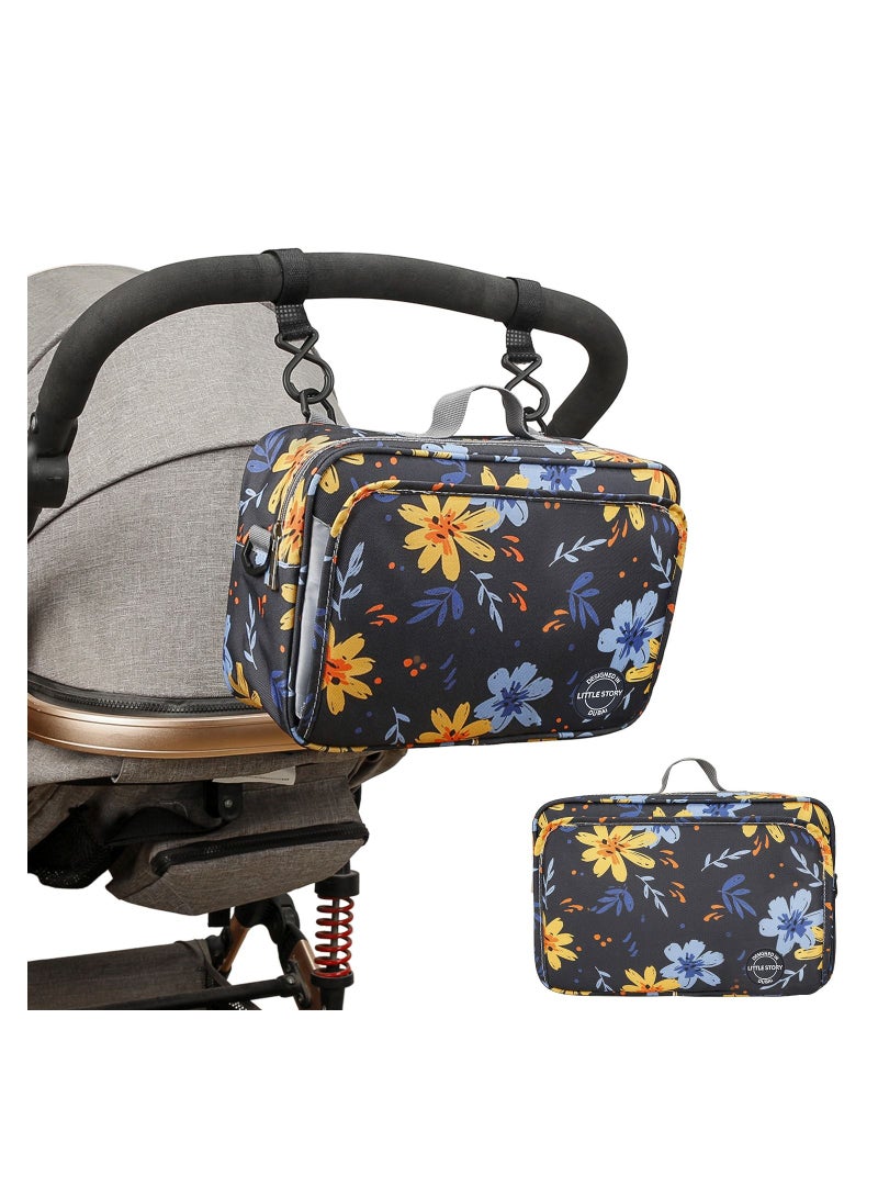 Baby Diaper Changing Clutch Kit With Detachable Shoulder Strap - Floret Grey