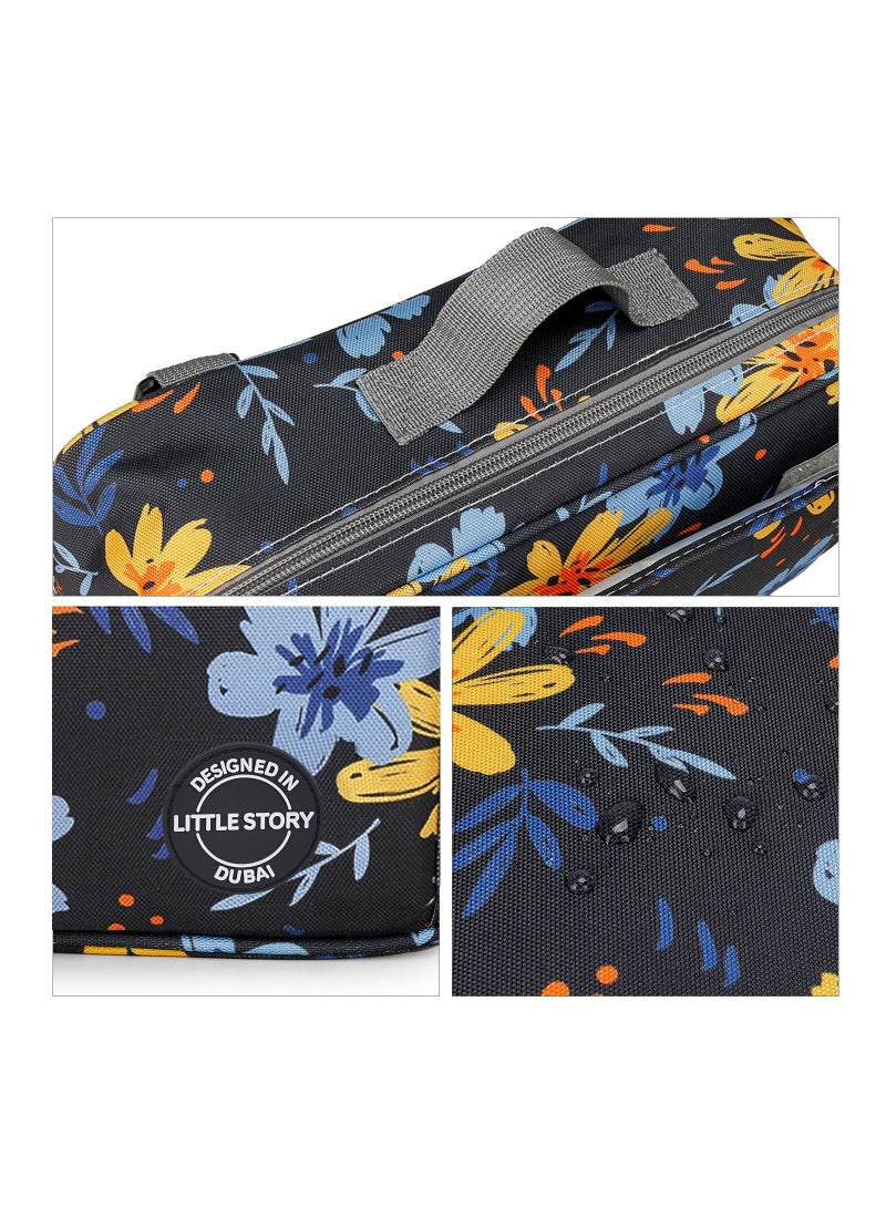 Baby Diaper Changing Clutch Kit With Detachable Shoulder Strap - Floret Grey