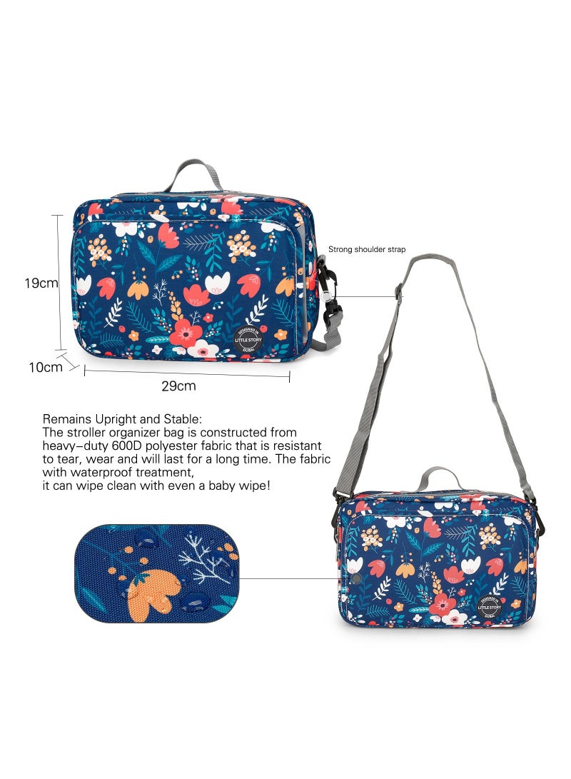 Baby Diaper Changing Clutch Kit With Detachable Shoulder Strap - Floret Blue
