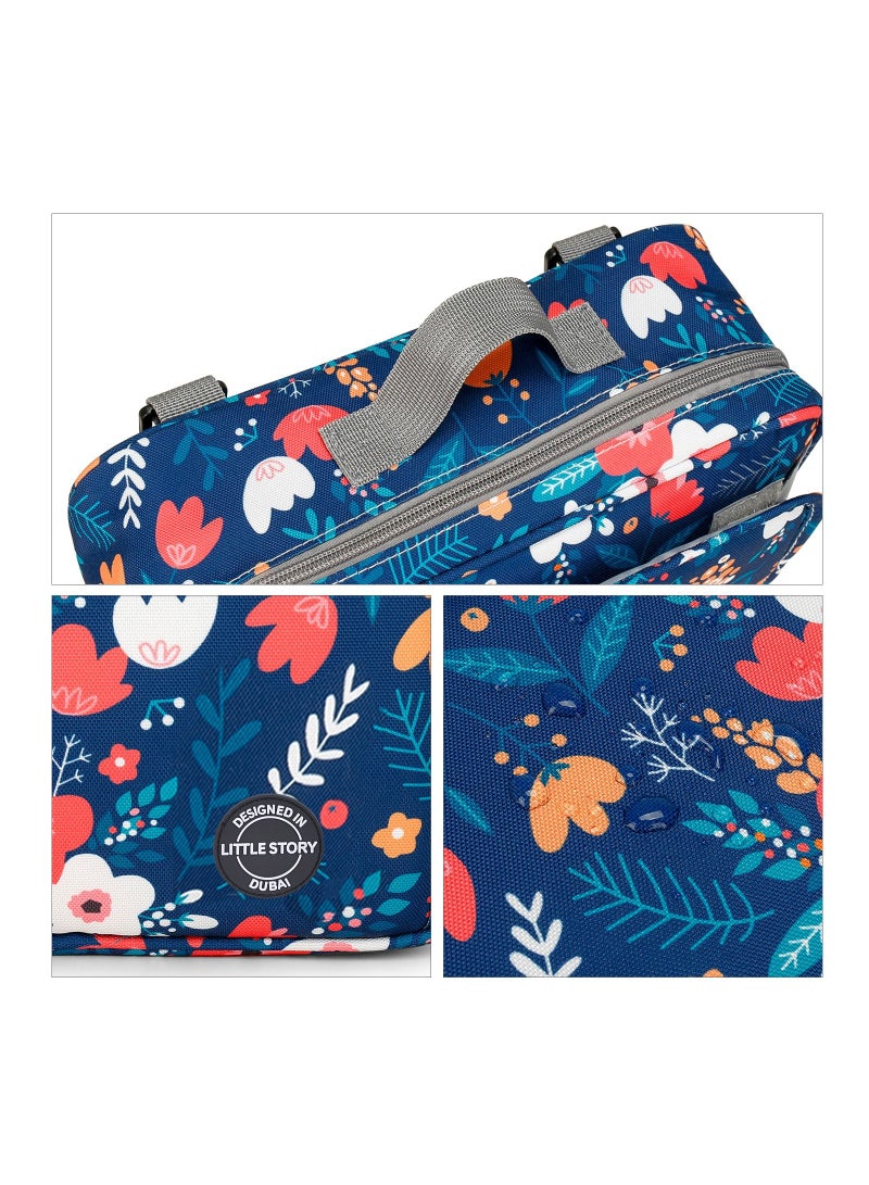Baby Diaper Changing Clutch Kit With Detachable Shoulder Strap - Floret Blue