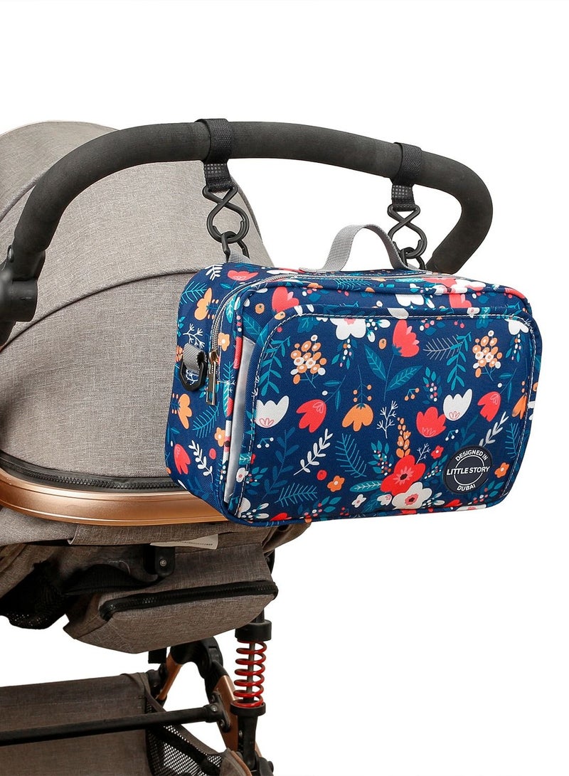 Baby Diaper Changing Clutch Kit With Detachable Shoulder Strap - Floret Blue
