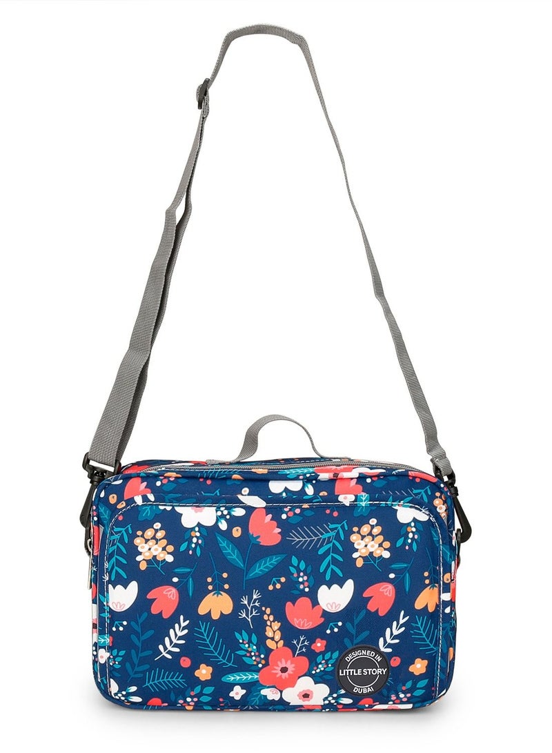 Baby Diaper Changing Clutch Kit With Detachable Shoulder Strap - Floret Blue