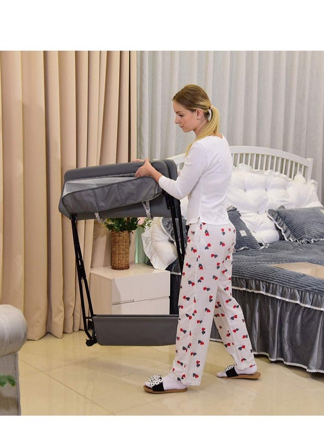 Portable Baby Changing Table with Wheels and Storage Rack and Bag, Multifunctional Newborn Dressing for Clothes Massage