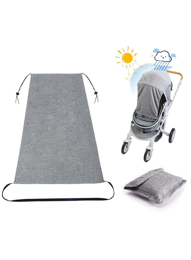 Pram Sun Shade, Universal Stroller Baby Buggy Sun Canopy, Sun Shade Stroller Awning Canopy Pushchair Parasol Accessories UV Protection, Sun Protection(Grey)