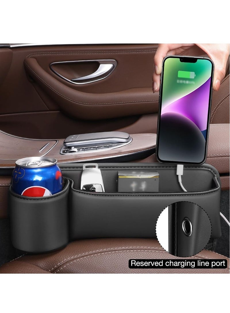 Storage Box for Car Seat with Charging Hole, Multifunctional Centre Console Car Organiser, Car Seat Storage Box for Small Items and Mobile Phones (Left Side)