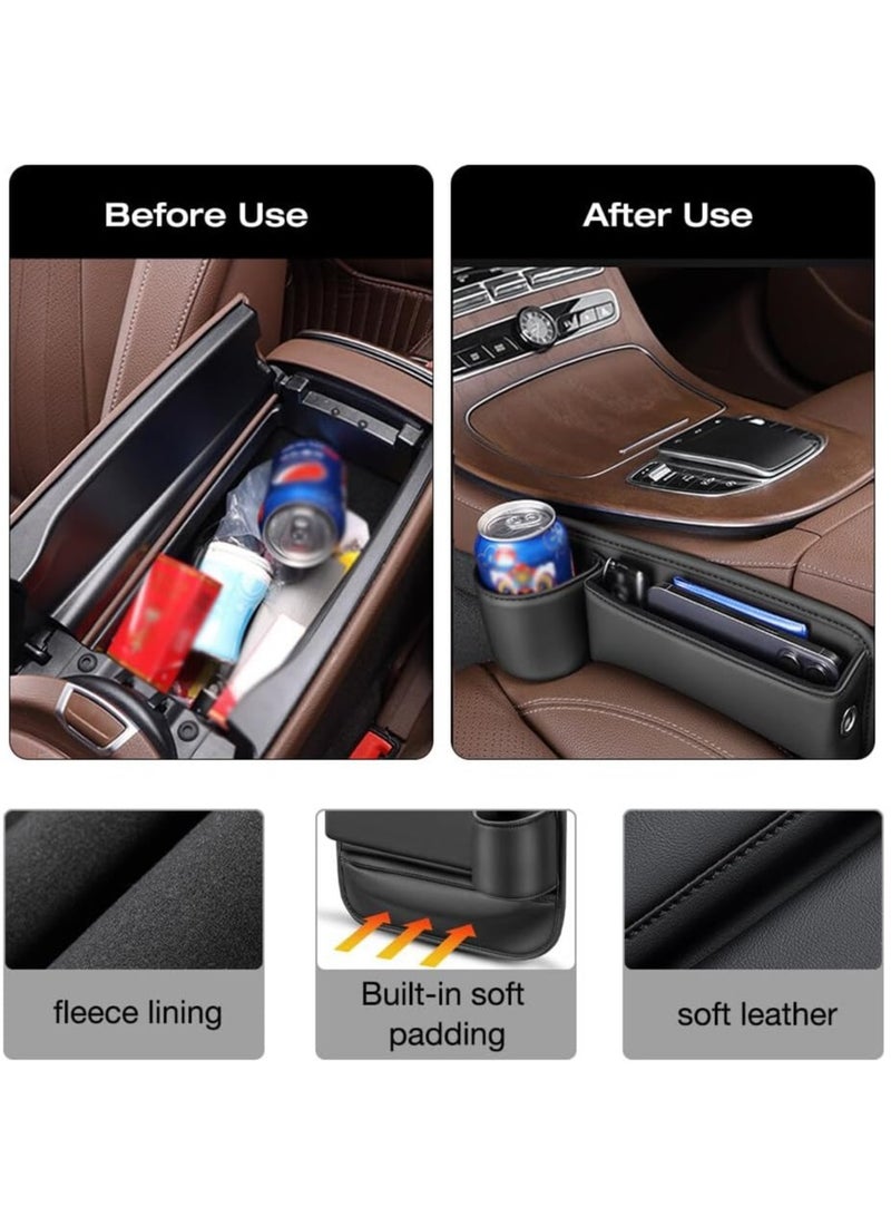 Storage Box for Car Seat with Charging Hole, Multifunctional Centre Console Car Organiser, Car Seat Storage Box for Small Items and Mobile Phones (Left Side)