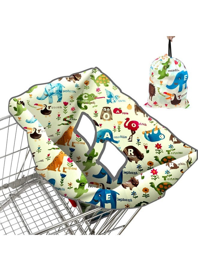 Shopping Cart Cover For Baby High Chair Cover Cart Cover For Babies Kids& Toddlers Portable 2In1 Design Includes Free Carry Bag For Market And Resturant Use(Cute Zoo)