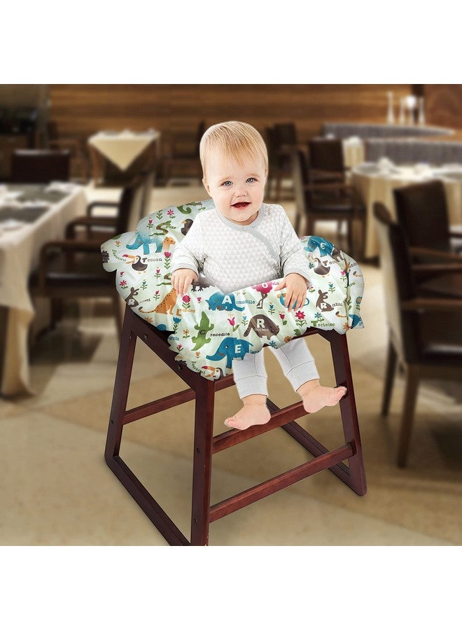 Shopping Cart Cover For Baby High Chair Cover Cart Cover For Babies Kids& Toddlers Portable 2In1 Design Includes Free Carry Bag For Market And Resturant Use(Cute Zoo)