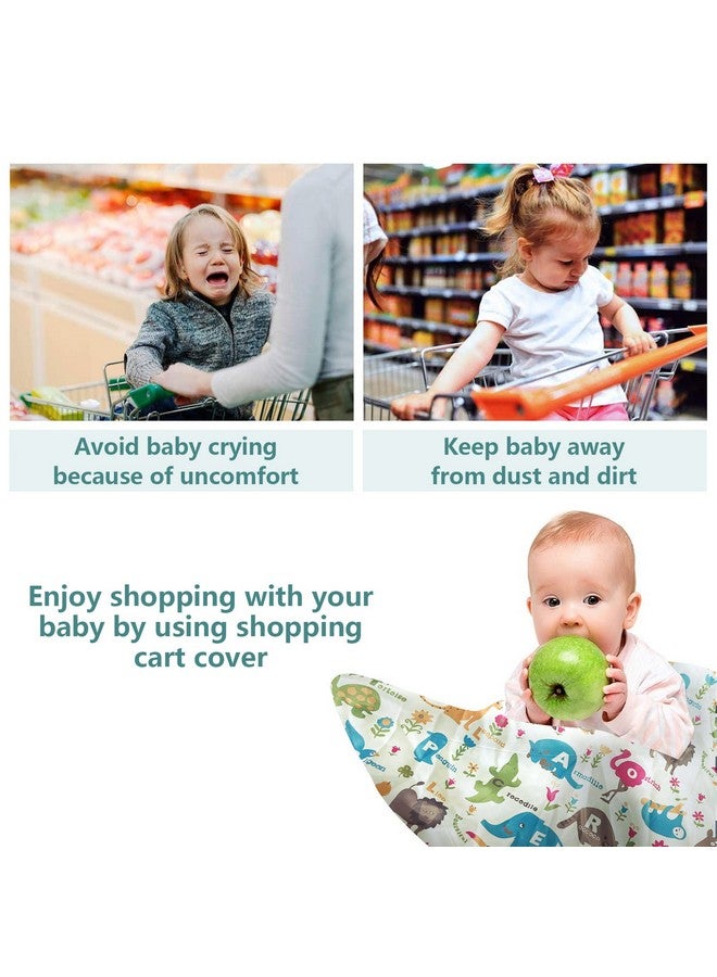 Shopping Cart Cover For Baby High Chair Cover Cart Cover For Babies Kids& Toddlers Portable 2In1 Design Includes Free Carry Bag For Market And Resturant Use(Cute Zoo)