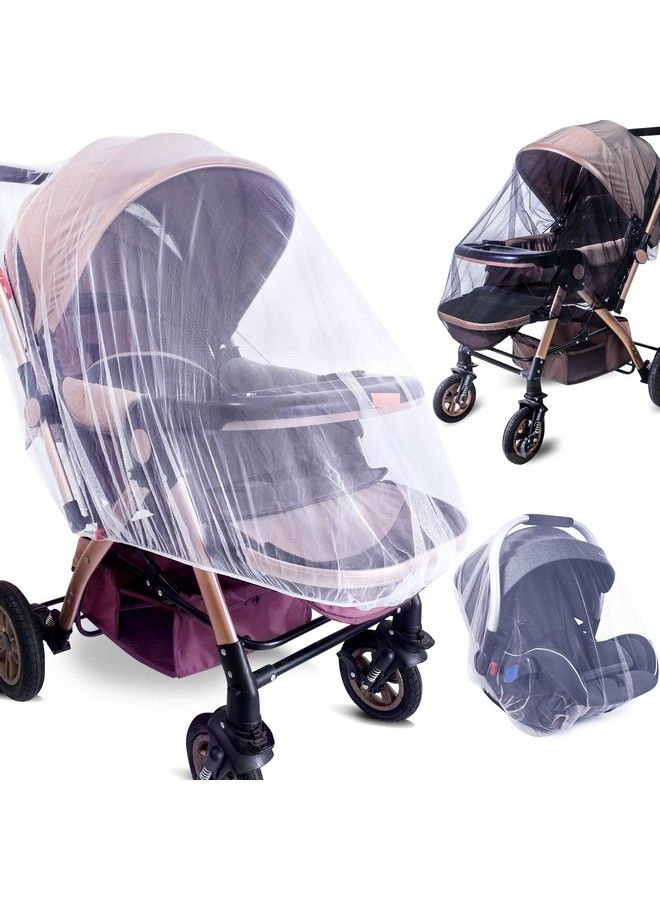 Stroller Mosquito Net Infant Stroller And Bassinets Infant Carrier Breathable With Elastic Netting For Easy Fitting Portable Durable & Long Lasting Infant Insect Shield Netting (White And Black)…