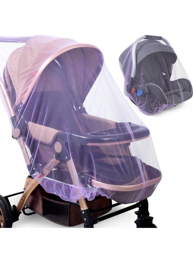 Mosquito Net For Stroller 2 Pack Durable Baby Stroller Mosquito Net Perfect Bug Net For Strollers Bassinets Cradles Playards Pack N Plays And Portable Mini Crib (Purple)