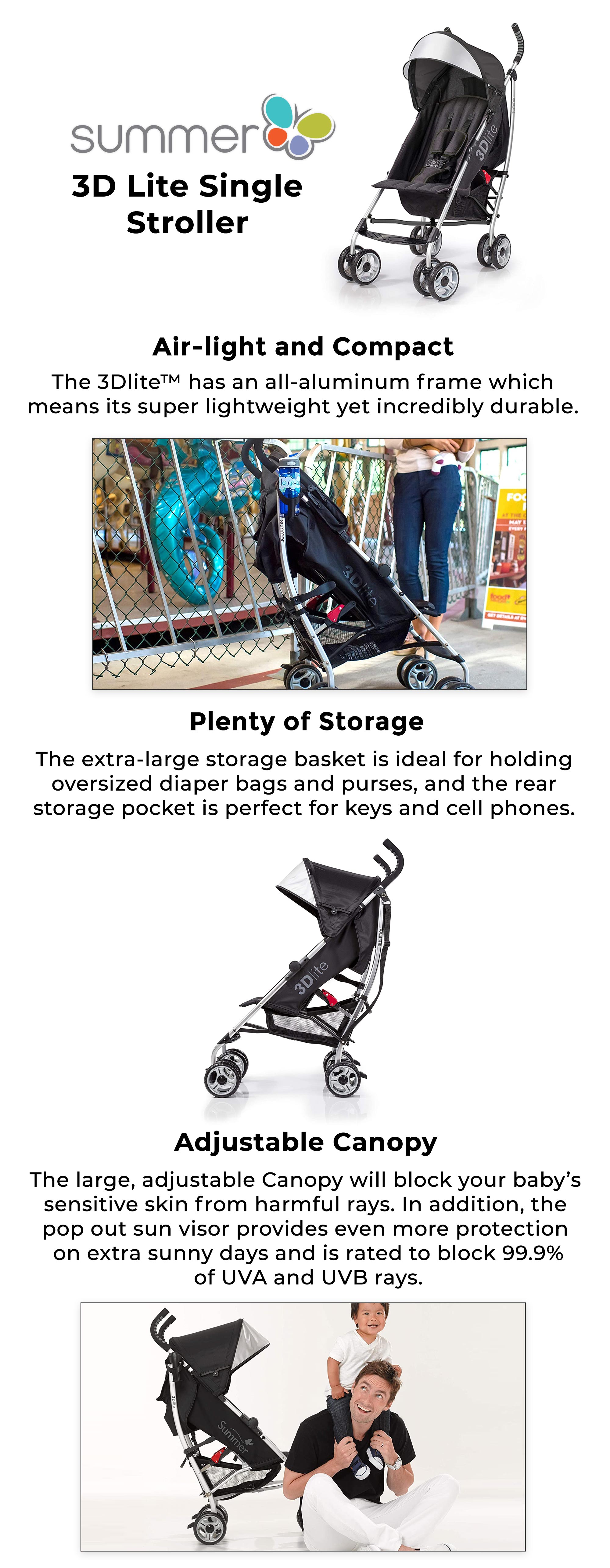 3D Lite Single Stroller - Black/Silver