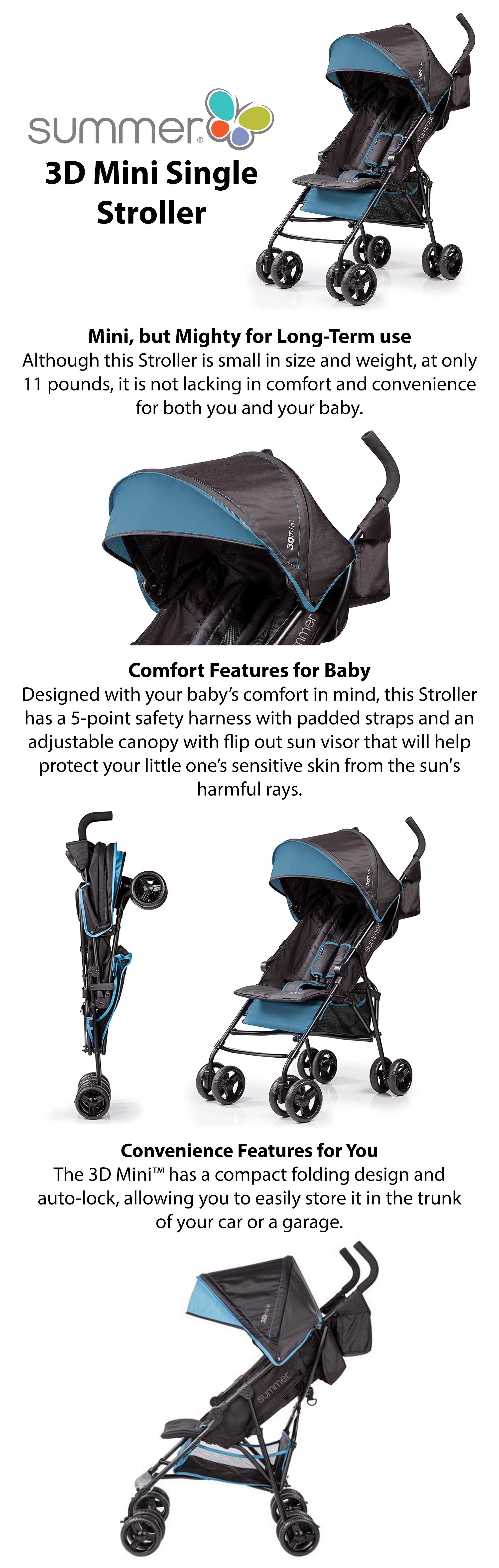 3D Mini Single Convenience Stroller - Black/Blue