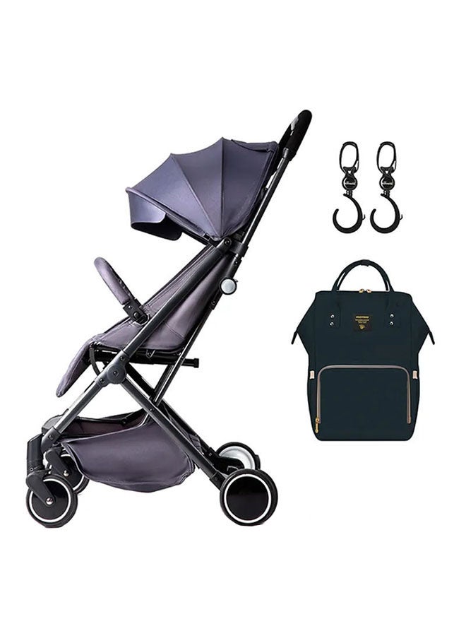 Travel Lite Stroller With Sunveno Diaper Bag Black With Hooks Grey