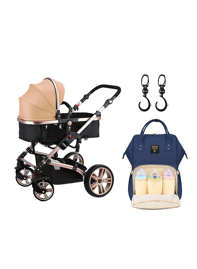 3 In 1 Stroller With Sunveno Diaper Bag And Hooks Multicolour