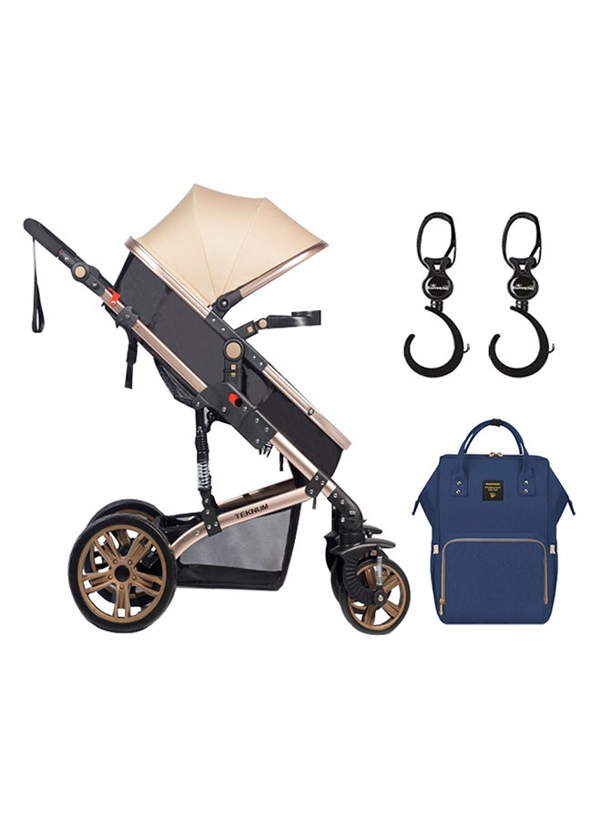 3 In 1 Stroller With Sunveno Diaper Bag And Hooks Multicolour