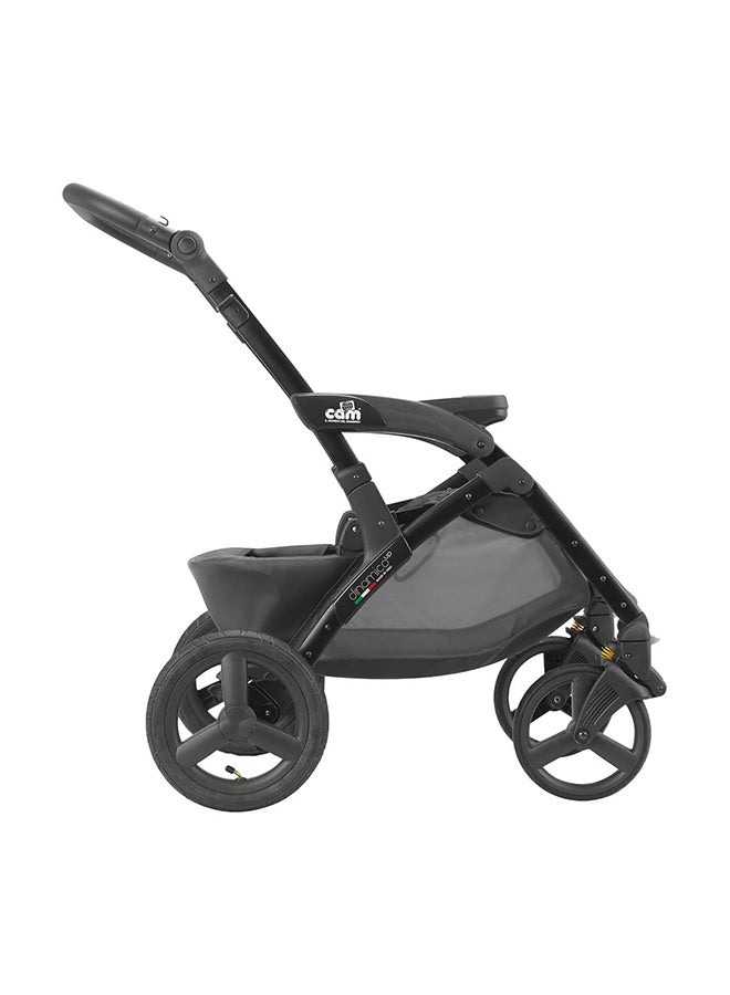 Dinamico Baby Stroller Aluminium Frame Base Universal Newborn/Infant/Baby/Kids Lightweight, Foldable, Hand Fold 0-22 Kg - Black