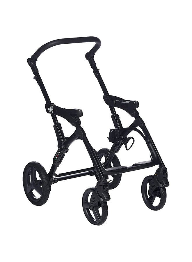 Dinamico Baby Stroller Aluminium Frame Base Universal Newborn/Infant/Baby/Kids Lightweight, Foldable, Hand Fold 0-22 Kg - Black