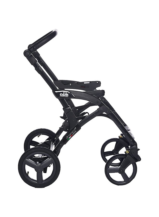 Dinamico Baby Stroller Aluminium Frame Base Universal Newborn/Infant/Baby/Kids Lightweight, Foldable, Hand Fold 0-22 Kg - Black