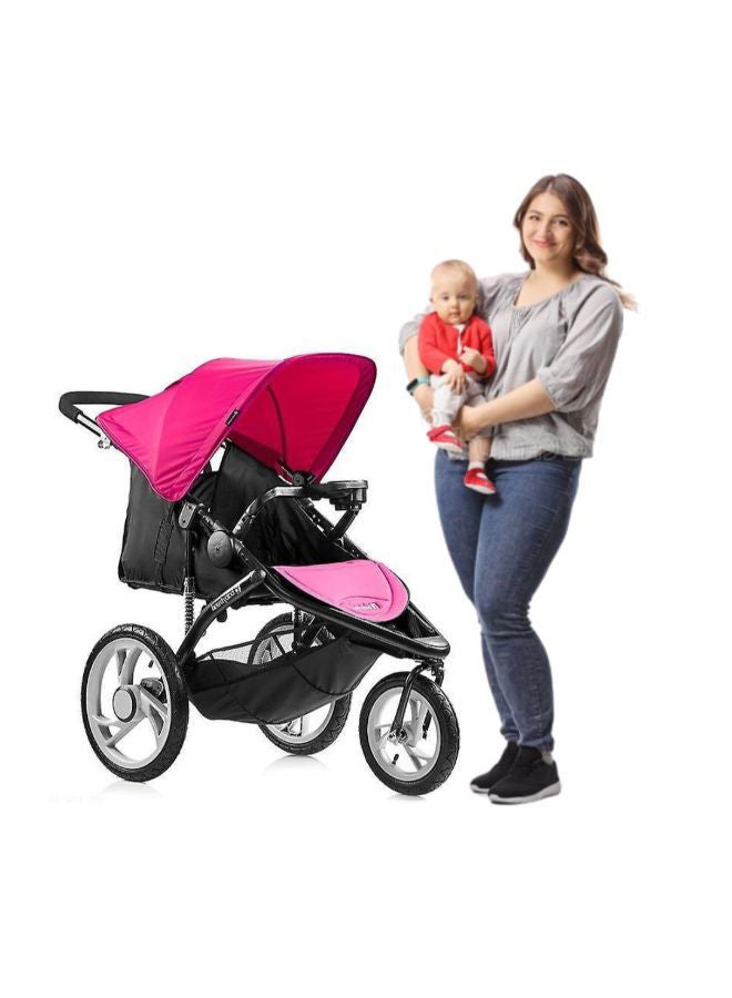 Foldable Single Stroller - Pink/Black