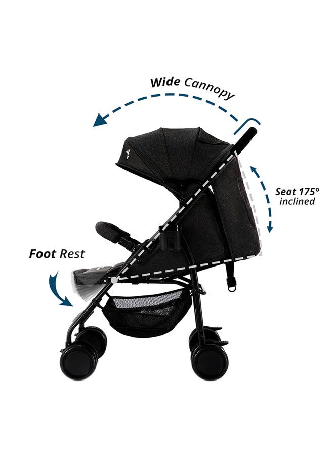Trip Plus Stroller Extra Wide Stylish Canopy - Black