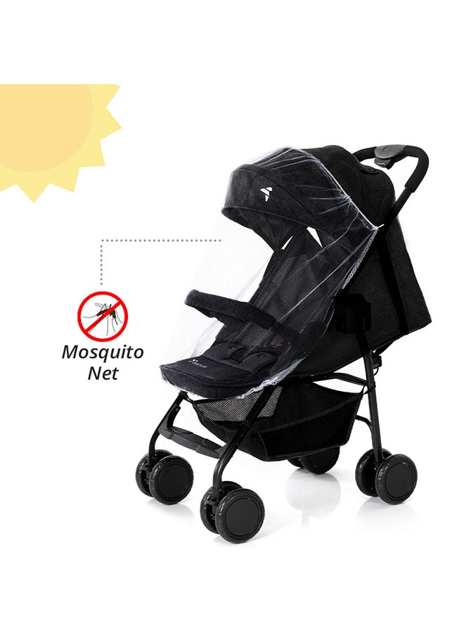 Trip Plus Stroller Extra Wide Stylish Canopy - Black