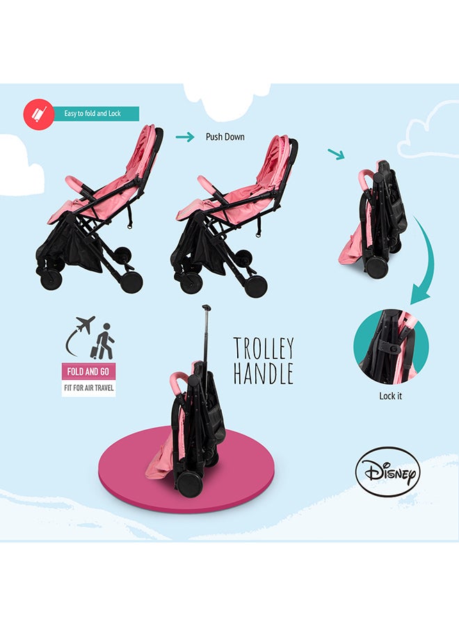 Princess Travel Stroller With Storage Basket, Rear Breaks And Trolley Handle- 0-36 Months