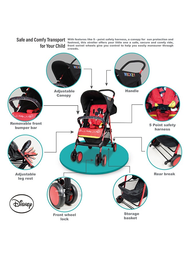 Mickey Mouse Lightweight Picnic Stroller With Storage Cabin