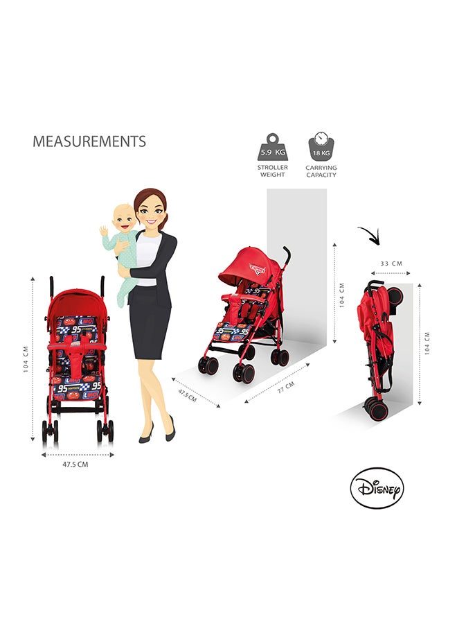 Cars Lightning McQueen Lightweight Adventure Stroller With Storage Cabin