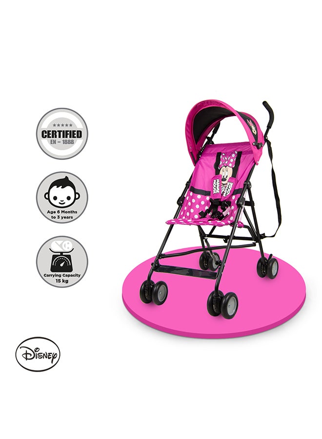 Minnie Mouse Lightweight Buggy Stroller 3 - 36 Months, Pink, Rear Breaks, Shoulder Strap