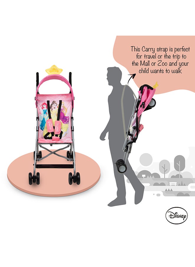 Princess 3D Crown Lightweight Buggy Stroller | 3 - 36 Months, Rear Breaks, Shoulder Strap