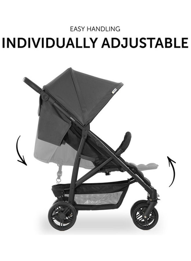 Pushchair Rapid 4, Stroller 25 Kg (22 Kg Child + 3 Kg Basket), Small Folding Stroller With Lying Postion, Height - Adjustable, Large Shopping Basket - Grey