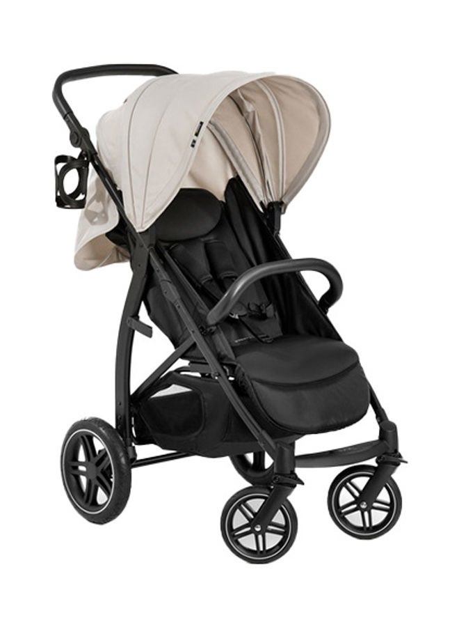 Rapid Buggy 4D, Up To 25 Kg, Quick Folding, Sun Canopy Upf 50+, Rubber Wheels, Drink Holder, Height Adjustable, Reclining Position, Easy To Wipe Clean, Large Shopping Basket, Classic - Beige