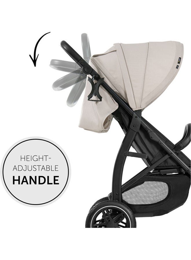 Rapid Buggy 4D, Up To 25 Kg, Quick Folding, Sun Canopy Upf 50+, Rubber Wheels, Drink Holder, Height Adjustable, Reclining Position, Easy To Wipe Clean, Large Shopping Basket, Classic - Beige