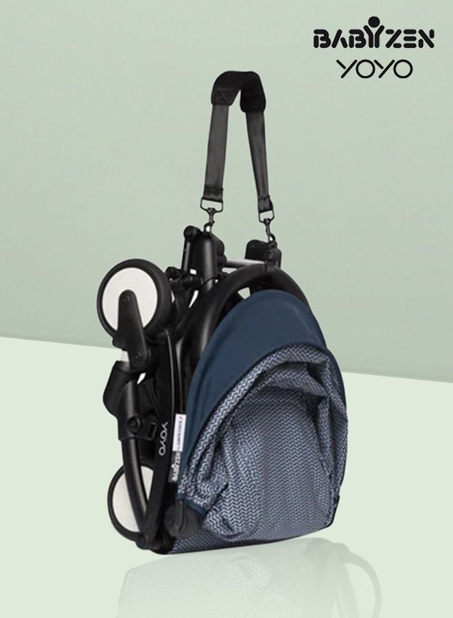 Yoyo Stroller Includes Harness, Backrest, Hood Extensions, Shoulder Strap, Storage Bag, Seat Cushion And Matching Canopy (White Frame With Air France Blue 6+ Colour Pack)