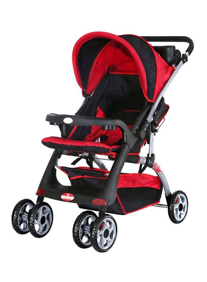 Baby Plus Red & Black Ultra-Light Stroller – Compact, Foldable & Travel-Ready for Newborns & Toddlers (0-3 Years), with Multi-Position Reclining Seat, Sun Canopy, Storage Basket & Shock-Absorbing Wheels