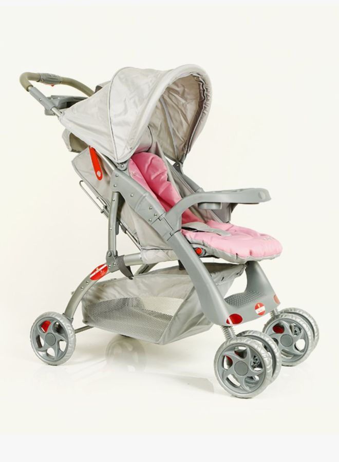 Pronto Autofold Baby Stroller With Automatic Easy Folding Portable Trolley, Lightweight Travel Gear And Multi-Reclining Compact Push Chair – Pink/Grey