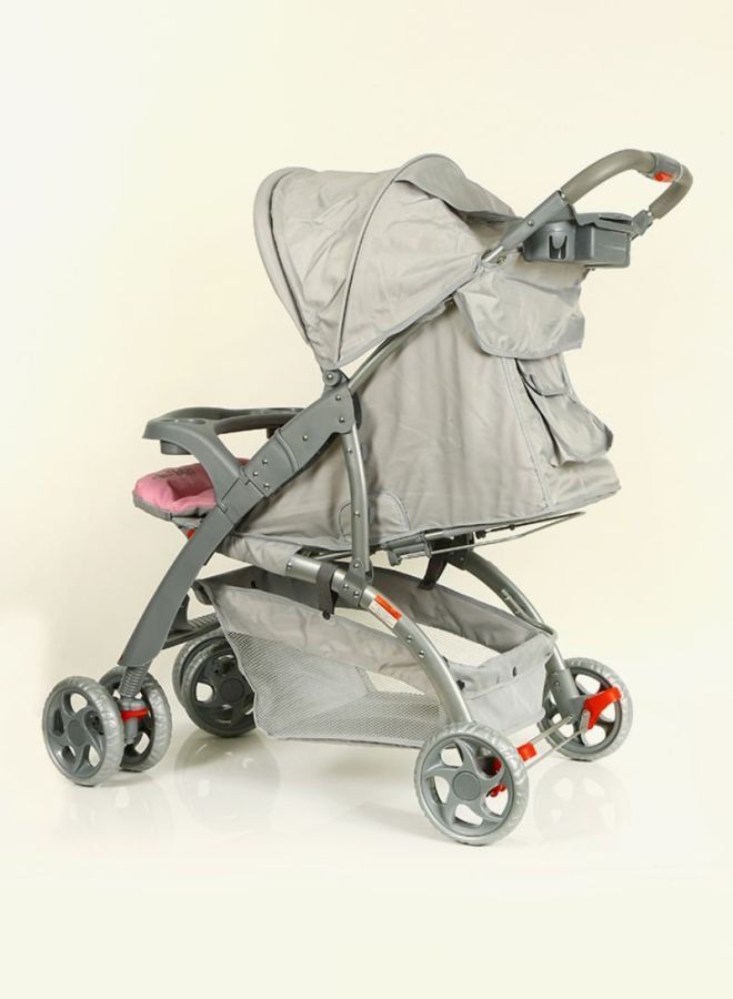 Pronto Autofold Baby Stroller With Automatic Easy Folding Portable Trolley, Lightweight Travel Gear And Multi-Reclining Compact Push Chair – Pink/Grey