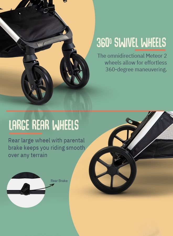 Infant Baby Pram Stroller For Babies Pram For Baby With Aluminium Frame 3 Position Adjustable Canopy Reversible Seat Large Wheels Baby Stroller For Toddlers 0 To 3 Years Boy Girl Silver