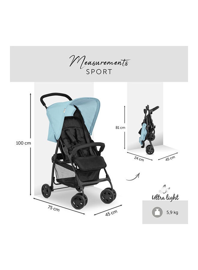 Sport Pushchair, Blue Super Lightweight Travel Stroller (Only 5.9Kg), Compact And Foldable, Lay Flat, With Raincover