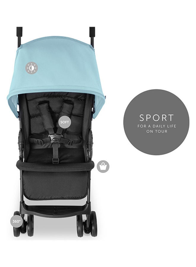 Sport Pushchair, Blue Super Lightweight Travel Stroller (Only 5.9Kg), Compact And Foldable, Lay Flat, With Raincover