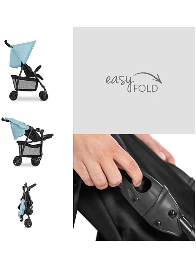 Sport Pushchair, Blue Super Lightweight Travel Stroller (Only 5.9Kg), Compact And Foldable, Lay Flat, With Raincover