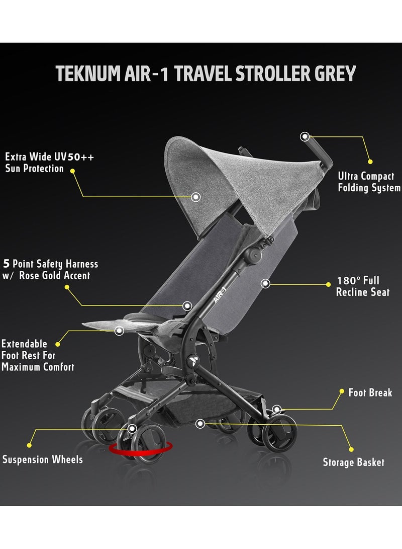 Air - 1 Travel Stroller With Carry Backpack - Grey