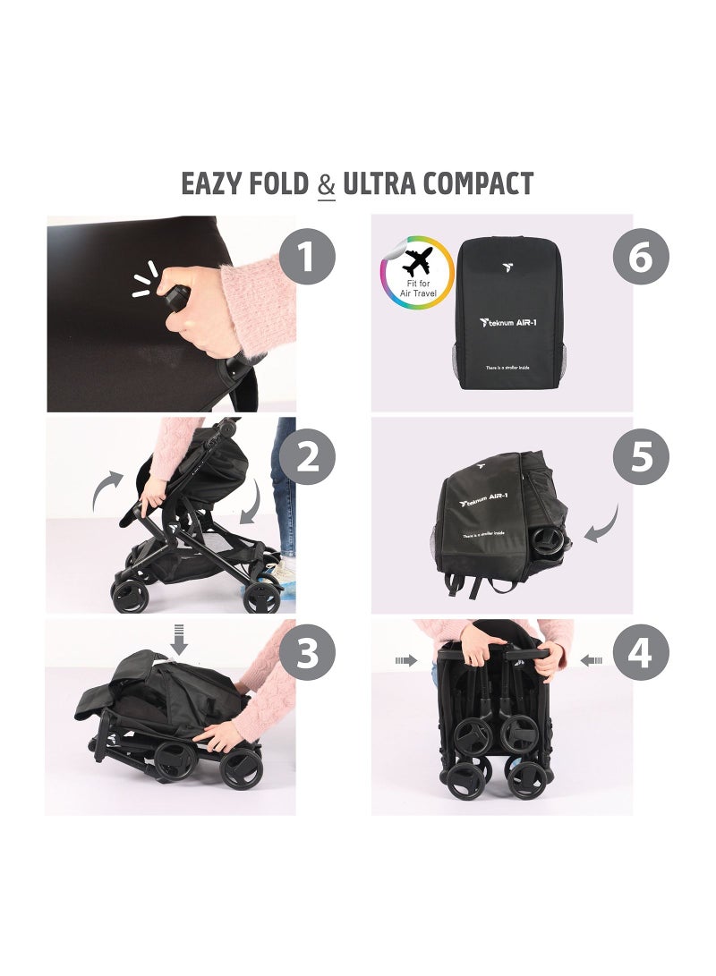 Air - 1 Travel Stroller With Carry Backpack - Grey