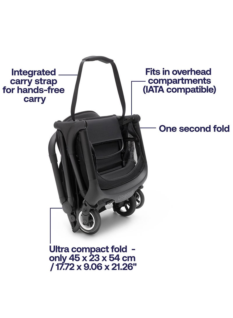 Butterfly Ultra Compact Travel Pram, Small And Lightweight, One - Handed Foldable And Easy To Steer, Ergonomic City Pram For Babies From 6 Months , With Lots of Storage Space, Stormy Blue