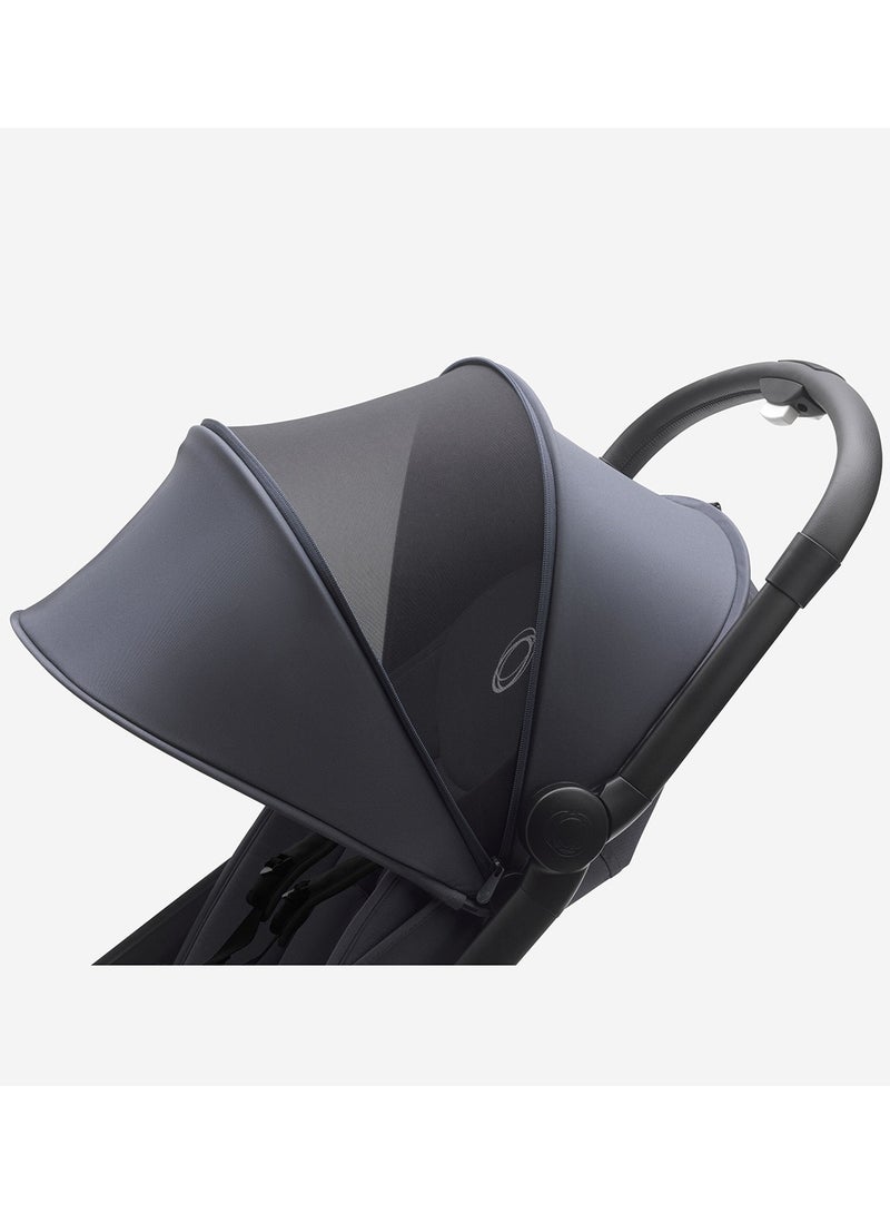 Butterfly Ultra Compact Travel Pram, Small And Lightweight, One - Handed Foldable And Easy To Steer, Ergonomic City Pram For Babies From 6 Months , With Lots of Storage Space, Stormy Blue